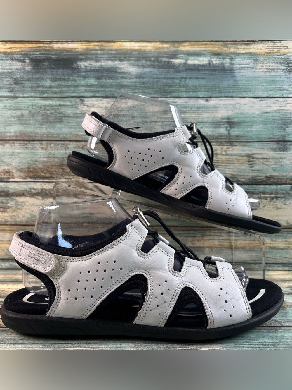 ECCO Bluma Fisherman Sandal Womens 9-9.5 White Leather Casual Adjustable Walking